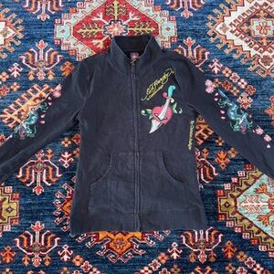 Ed Hardy Black Jacket with Colorful Graphics